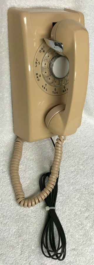 Vintage 1960s Western Electric A/b 554 4 - 69 Light Brown Rotary Dial Wall Phone