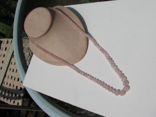 Vintage Retro Graduating Pink Rose Quartz Gemstone Beads 30 " Necklace