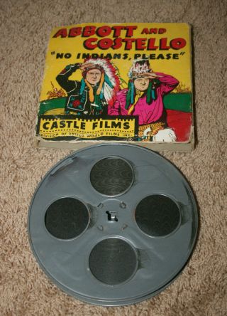 16 Mm B & W Sound 808 Castle Films - Abbott & Costello " No Indians Please "