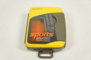 Sony Wm - Fs399 Sports Yellow Walkman Vintage Radio Cassette Player