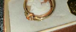 Vintage 1950’s Krementz Real Shell Cameo Pendant Brooch with flower 2