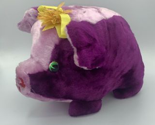 Vintage The Rushton Company Plush Pot Belly Pig Firm Stuffed Toy Purple