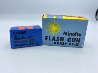 Nos Vintage Minolta 16 Film Camera Flashgun & Tripod Mount Clamp