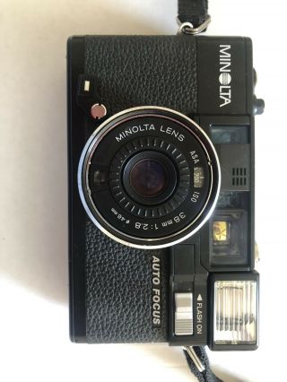 Vintage Black Minolta Hi Matic AF2 Point & Shoot Camera Leather Case 2