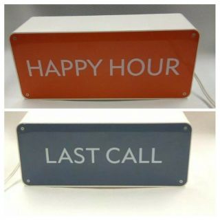 Vintage 2 Sided Home Bar Lighted Sign Happy Hour Last Call Man Cave Light Hg11