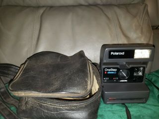 Vintage Polaroid One Step 600 Land Camera With Leather Case.