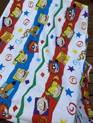 Rugrats Vintage Sheet Set Flat Fitted Sheets & Pillow Case Twin Size Fabric 90 ' s 2