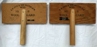 Eb Frye & Son Wilton Nh Hand Carding Wool Carders Pr.  Combs Wool Cards Vintage