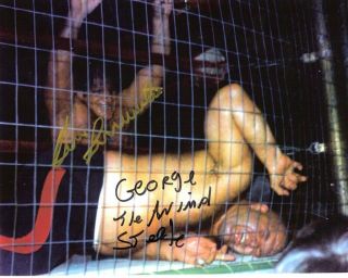 Bruno Sammartino Vs George Steele Signed 8x10 1 W/coa Steel Cage