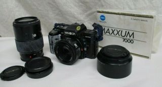 Minolta Maxxum 7000 35mm Slr Camera,  2 Lens Minolta 50mm Lens Minolta 300mm Len