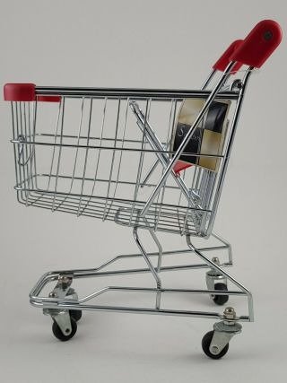 Vintage Metal Small Grocery Shopping Cart Decorative 12 " Tall 9 " Long 7 " Wide