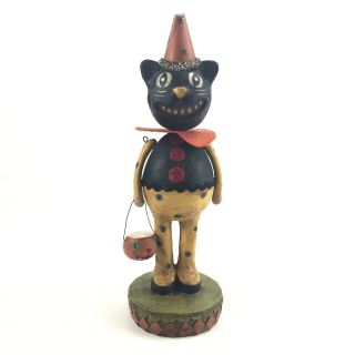 Vintage Primitive Folk Art Halloween Black Cat Figure