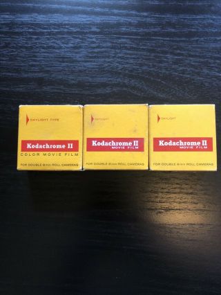 3 Kodachrome Ii Color Movie Film For Double 8mm Cameras.  Exp 1972/73/74