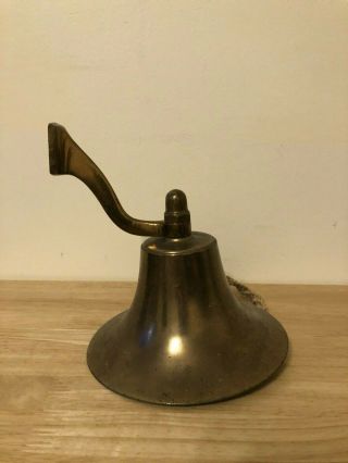 Vintage Brass Or Bronze Wall Mount Nautical Bell School Dinner Metal Bell
