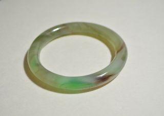 Vintage Jade Green Peking Glass Swirling Pattern Bangle Bracelet 62.  5 Mm