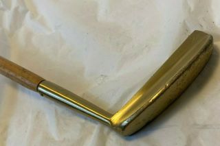 Vintage Old Wood Shaft Brass Gold Putter Golf Club Rh Blade Men 36.  5 " Country
