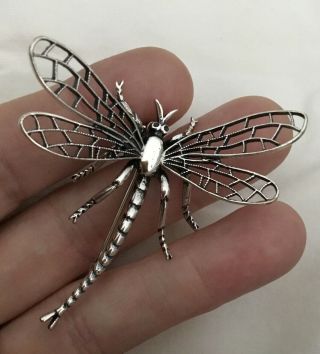 Vintage Beau Sterling Silver Pin Brooch Dragonfly Insect