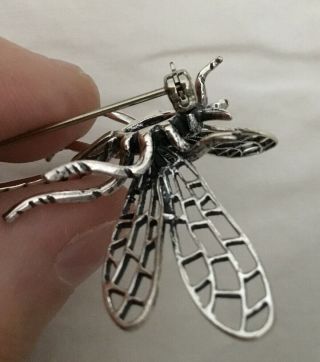 Vintage Beau Sterling Silver Pin Brooch Dragonfly Insect 2