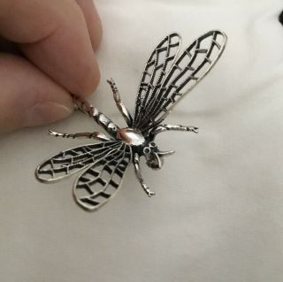 Vintage Beau Sterling Silver Pin Brooch Dragonfly Insect 3