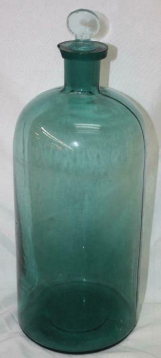 Vintage Teal Blue Pharmacy Apothecary Medicine Bottle With Stopper Ss