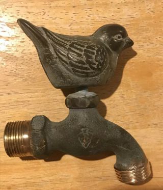 Vintage Brass Bird Outdoor Water Faucet Spigot Home Garden Patina 3/4” Pipe