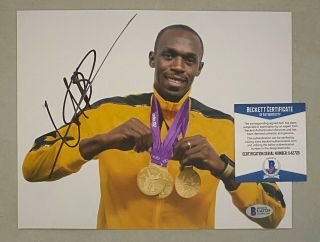 Usain Bolt Signed 8x10 Photo Beckett Bas Auto Olympic Track & Field