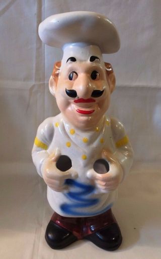 Vintage Ceramic Chef Figurine Utensil Holder 12 "