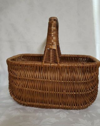 Vintage Bamboo Rectangular Basket With Handle Home Decor
