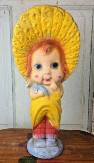 Vintage Carnival Chalkware Baby In Bonnet Circus Midway Prize Nursery Decor