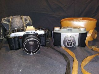 2 Vintage 35mm Cameras Konica Ft - 1 Kodak Pony 135