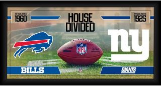 Buffalo Bills Vs.  York Giants Framed 10 " X 20 " House Divided Item 10541983