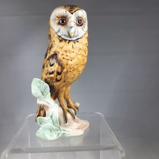 Vintage Goebel Matte Porcelain Barn Owl Bird Figurine Hand Painted 1975
