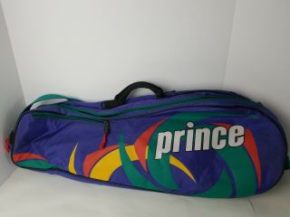 Vintage Prince Double Multi Tennis Racquet Travel Bag Multicolor Blue Green Red