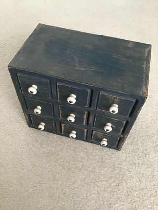Vintage Wooden Storage Box 9 Drawers Filled With ???? Junk Drawers