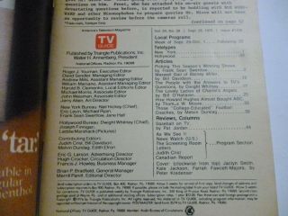 York Metro Sept25 TV Guide 1976 CHARLIE ' S ANGELS Farrah Fawcett JACLYN SMITH 2