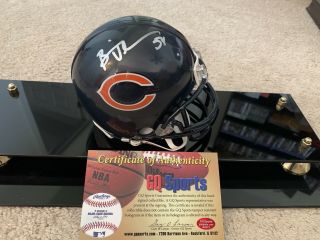 Brian Urlacher Signed Riddell Mini Helmet With.  Chicago Bears Nfl