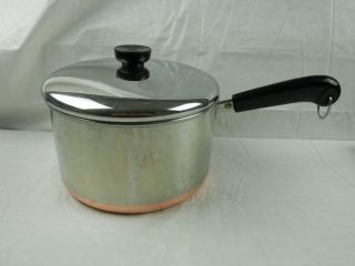Vintage Revere Ware 4 Quart Sauce Pan & Lid - Stainless With Copper Clad Bottom