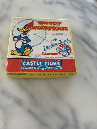 Vintage 8mm Home Movie Film Woody Woodpecker Solid Ivory 494 Castle Films