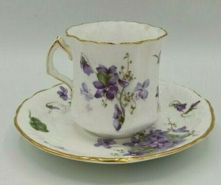 Vintage Old Hammersley Fine Bone China Teacup And Saucer Set Victorian Violets