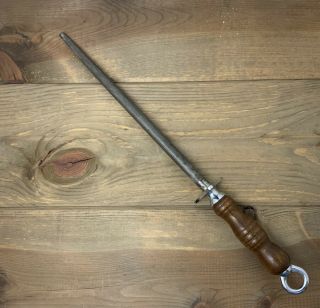 Vintage Nicholson Professional Knife Sharpening Steel Wood Handle 18.  5” Usa