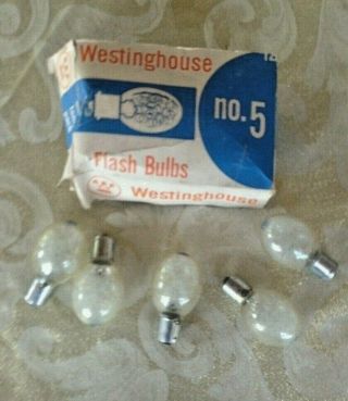 Westinghouse No.  5 Flash Bulbs With Box - - Group Of Five Vintage Bulbs
