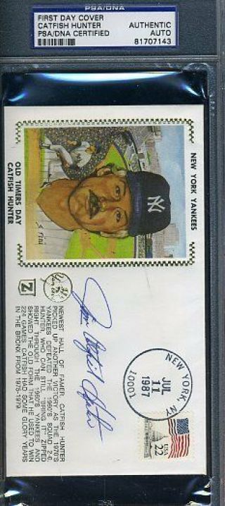 Jim Catfish Hunter Signed Psa/dna Yankees First Day Cover Fdc Autograph