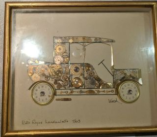 L Kersh Rolls Royce Car Landaulette 1903 Vintage London / Watch Parts Collage
