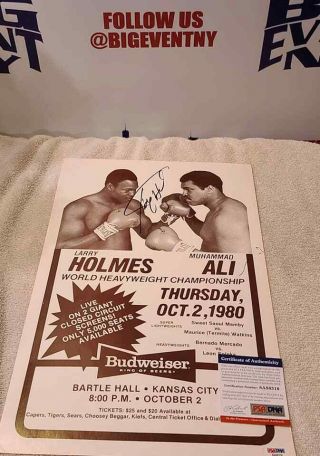 Larry Holmes Signed Boxing Show Poster Vs Ali W/ Easton Assasin - Psa