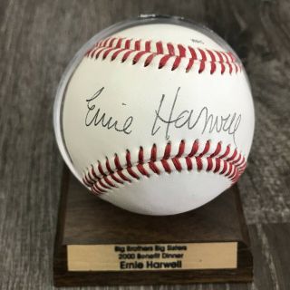 Ernie Harwell Detroit Tigers Single Signed Baseball With Display Case