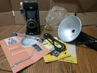 Vintage Kodak Tourist Ii Camera With Flash And Leather Case