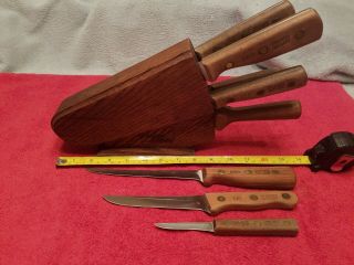 Chicago Cutlery Knife Block Set Wooden Vtg