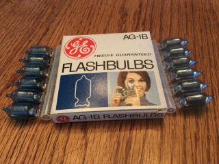Vintage Camera Flash Bulbs - 1 Box Ge Ag - 1b Blue Flash Bulbs / 12 Bulbs