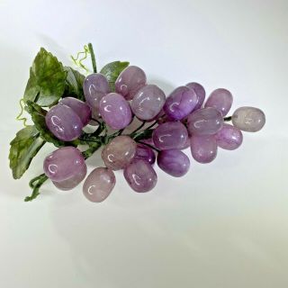 Vintage Stone Purple Grapes And Leaves 8 Inches