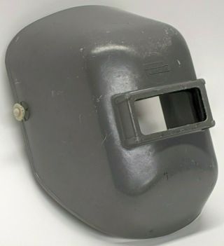 Vintage Lincoln Electric Welding Helmet Hood Mask Shield Molded Gray Fiberglass